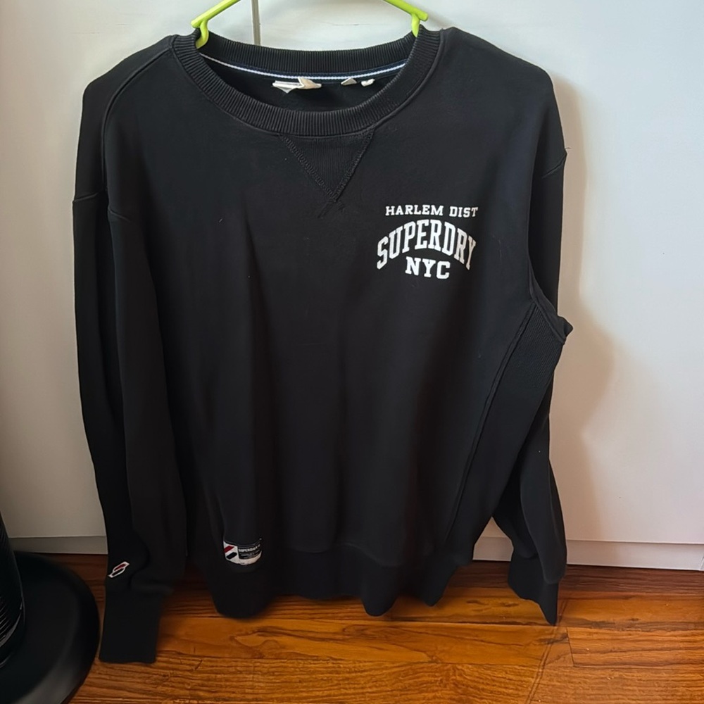 Superdry black crew hoodie